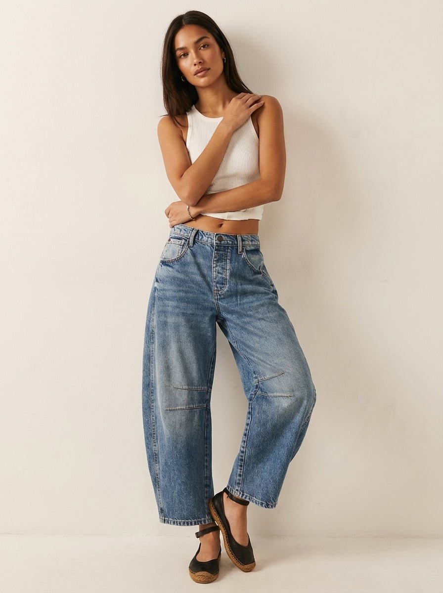 Damen Barrel Jeans mit hoher Taille
