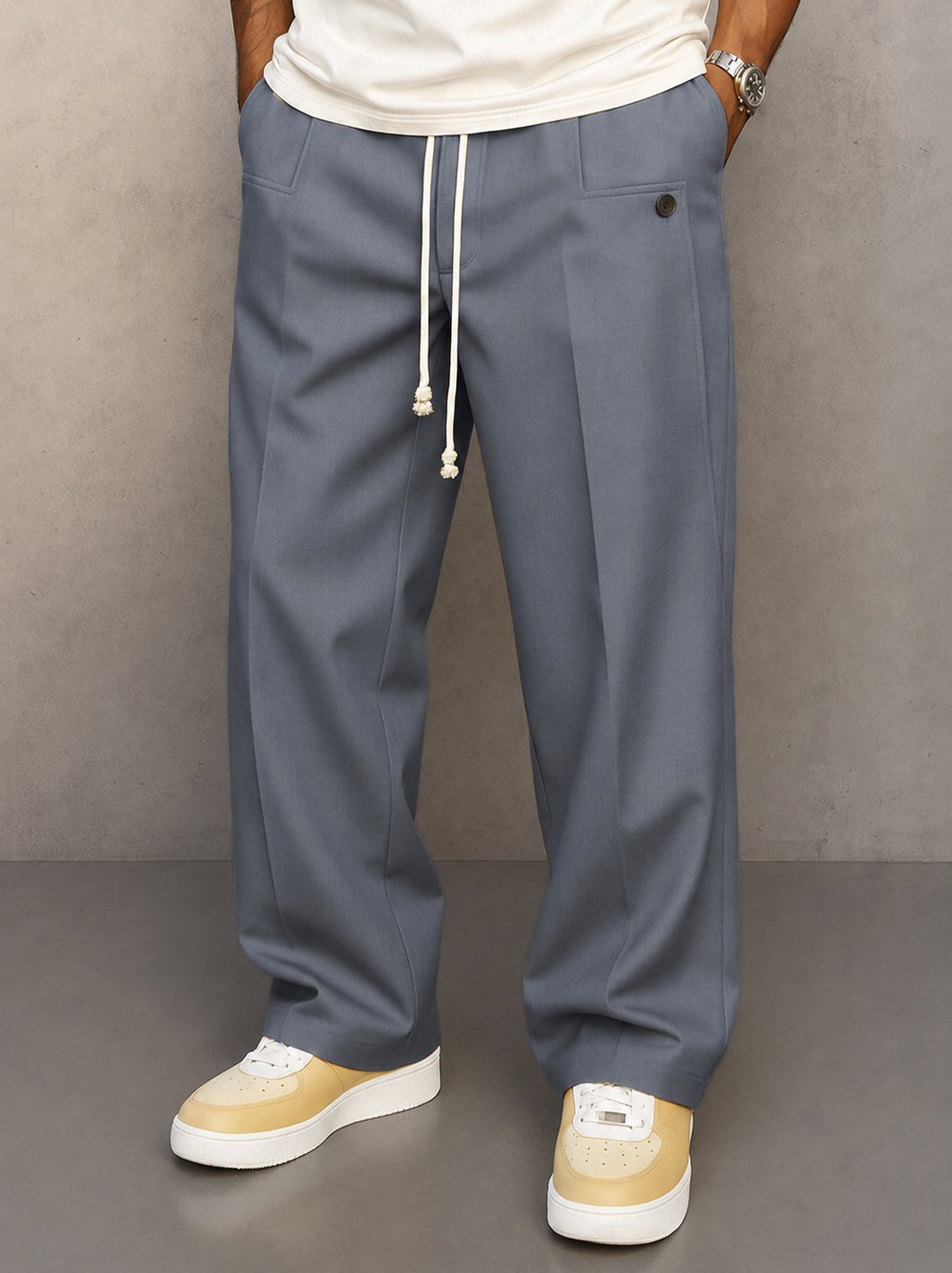 Herren Lässige Bundfaltenhose