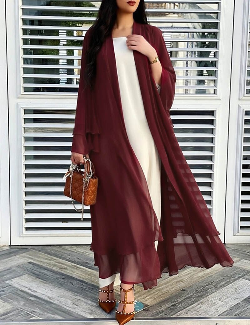 Damen Chiffon Cardigan mit Kimono-Ärmeln