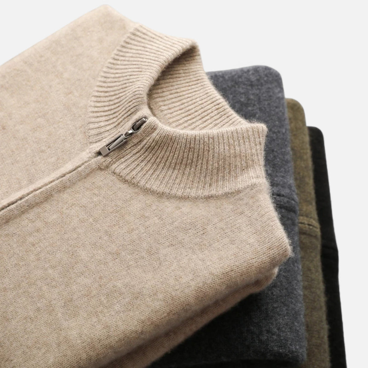 Herren Eleganter Cardigan aus Merinowolle mit Reissverschluss