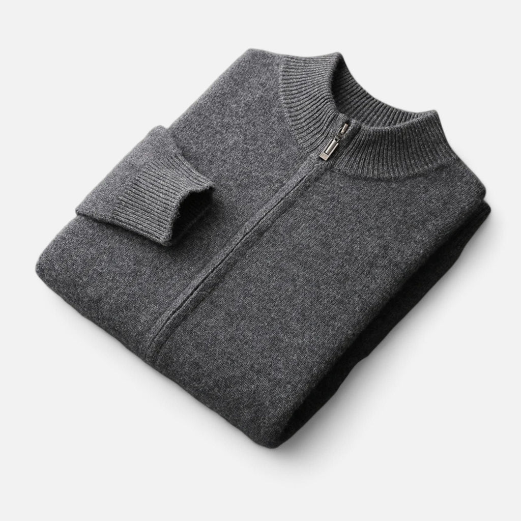 Herren Eleganter Cardigan aus Merinowolle mit Reissverschluss