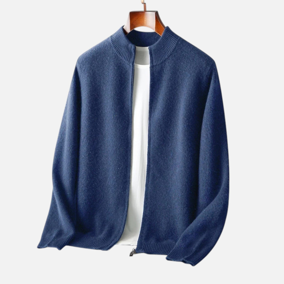 Herren Eleganter Cardigan aus Merinowolle mit Reissverschluss