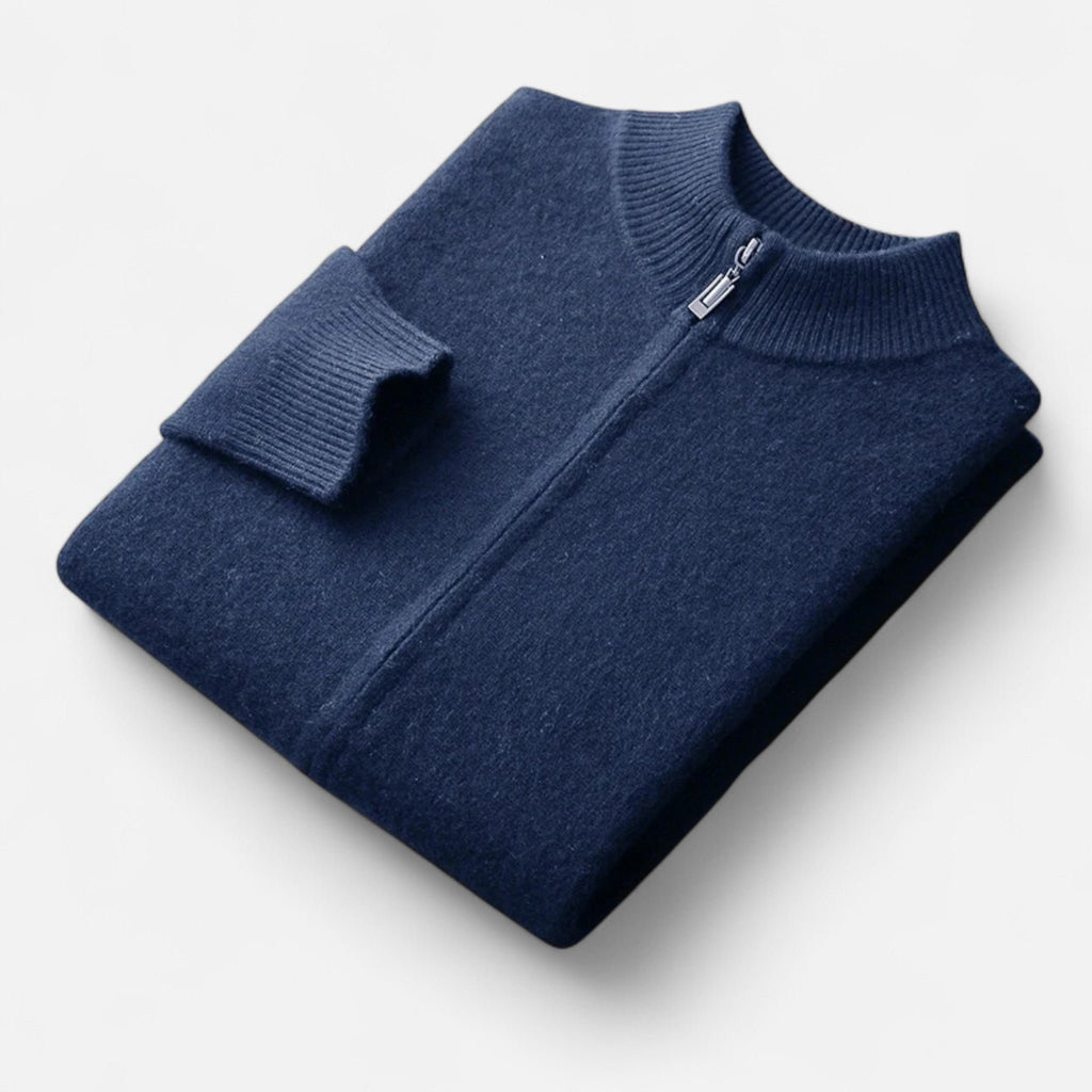 Herren Eleganter Cardigan aus Merinowolle mit Reissverschluss