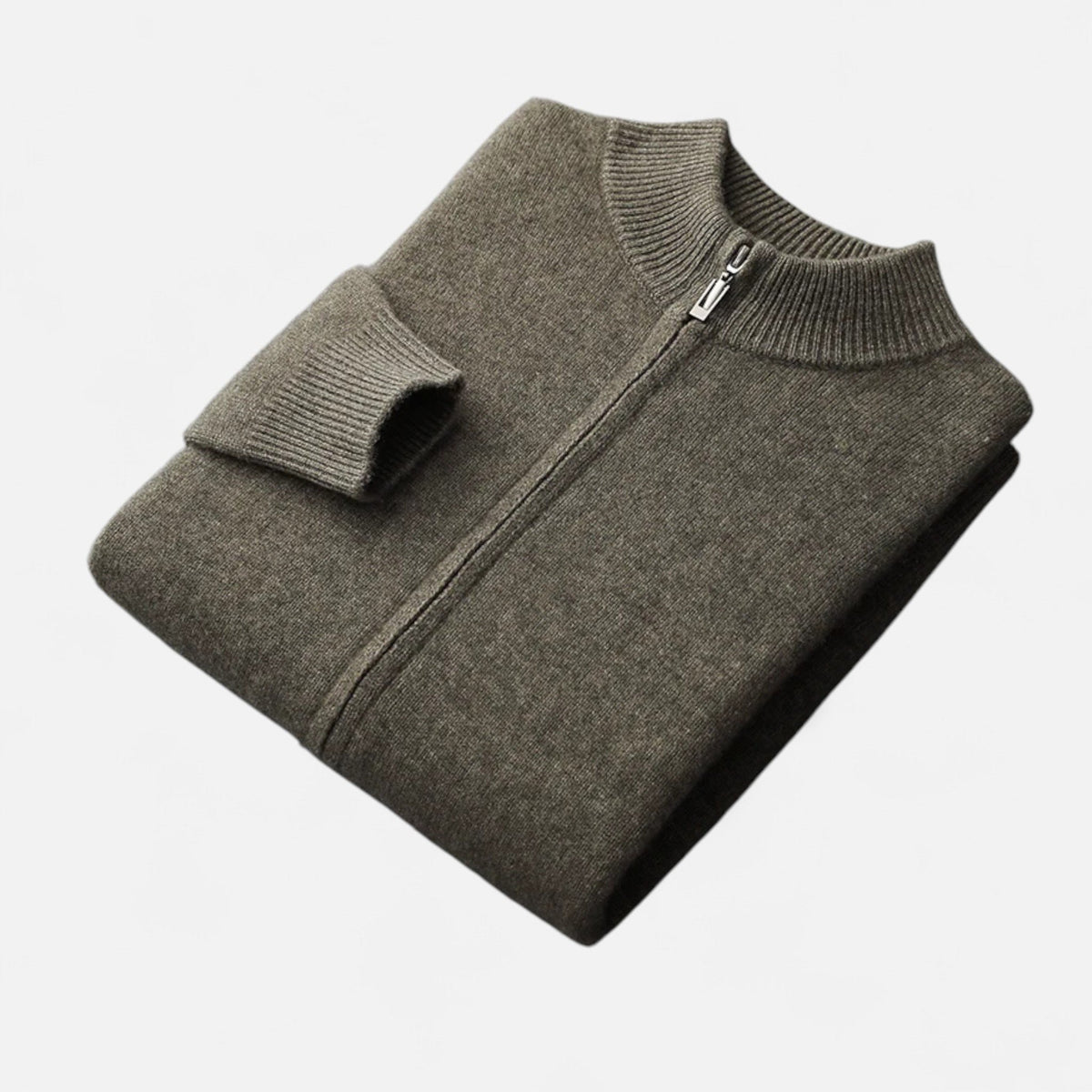 Herren Eleganter Cardigan aus Merinowolle mit Reissverschluss