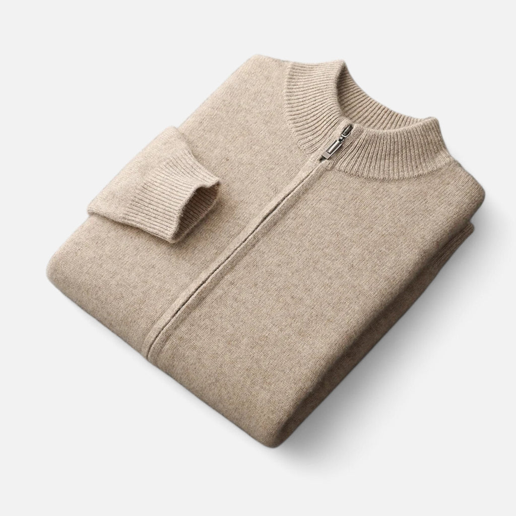 Herren Eleganter Cardigan aus Merinowolle mit Reissverschluss