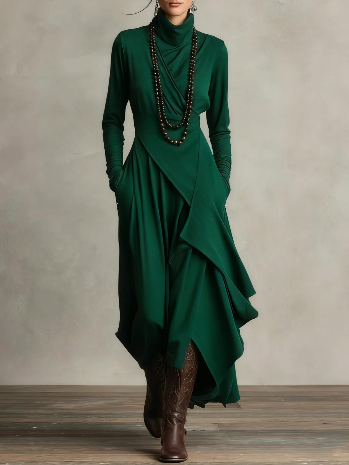 Damen Elegantes Strickkleid mit Rollkragen