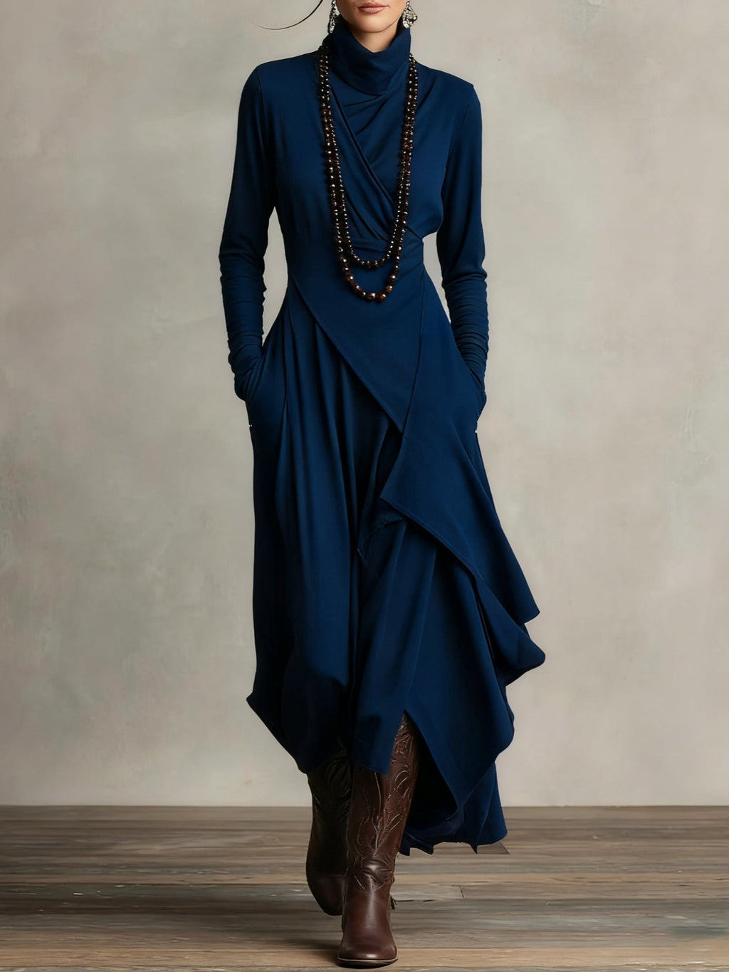 Damen Elegantes Strickkleid mit Rollkragen