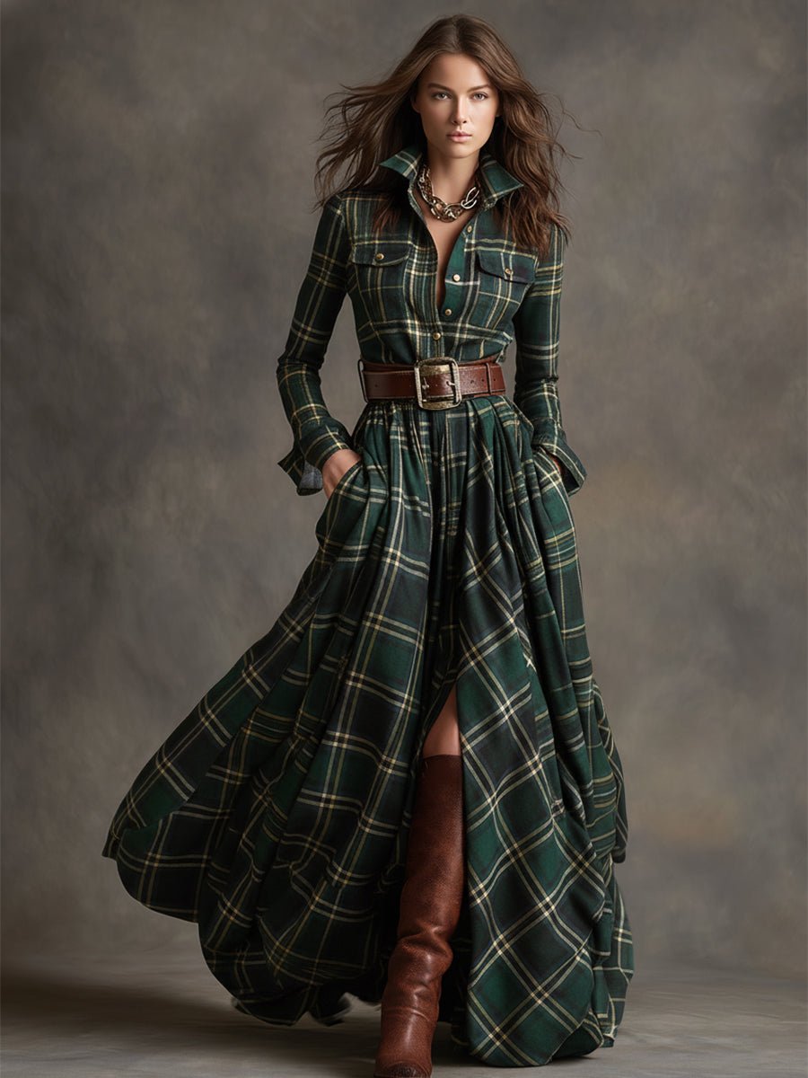 Damen Elegantes Hemdblusenkleid mit Taillengürtel