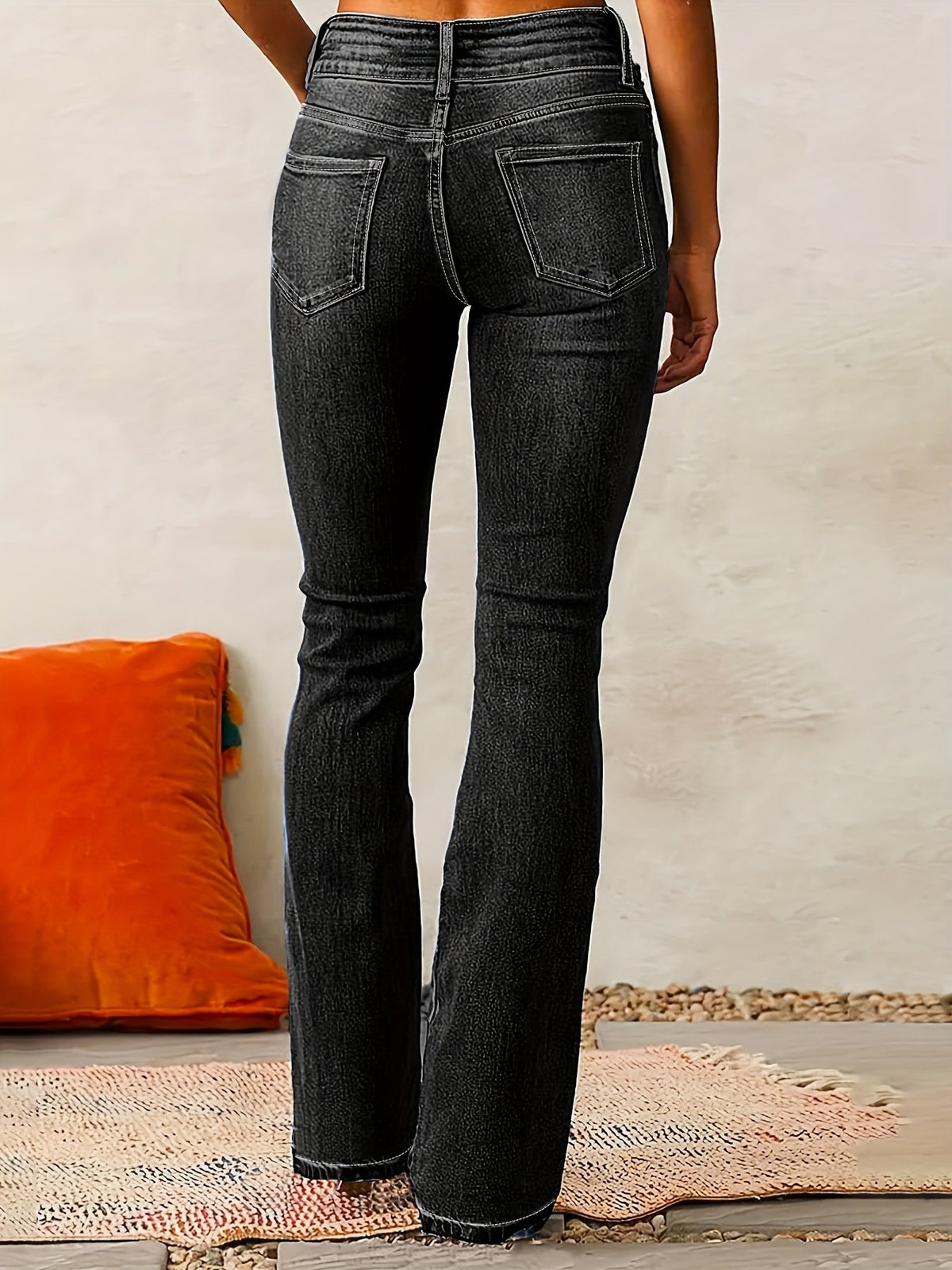 Damen Flared Jeans mit Kontrastnähten