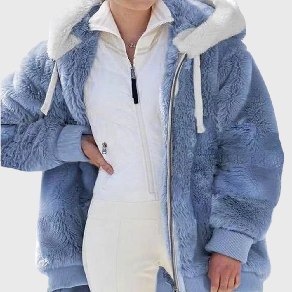 Damen Gemütliche Sherpa Jacke mit Kapuze