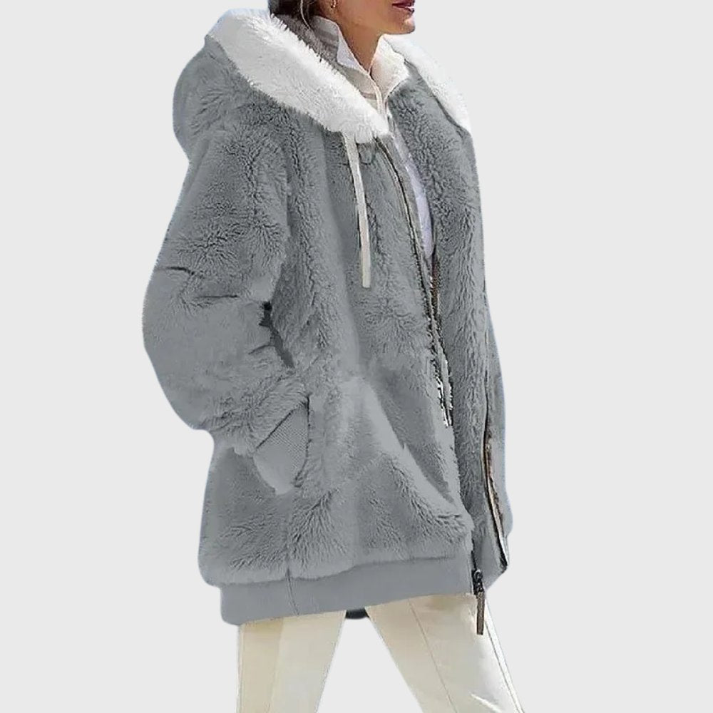 Damen Gemütliche Sherpa Jacke mit Kapuze