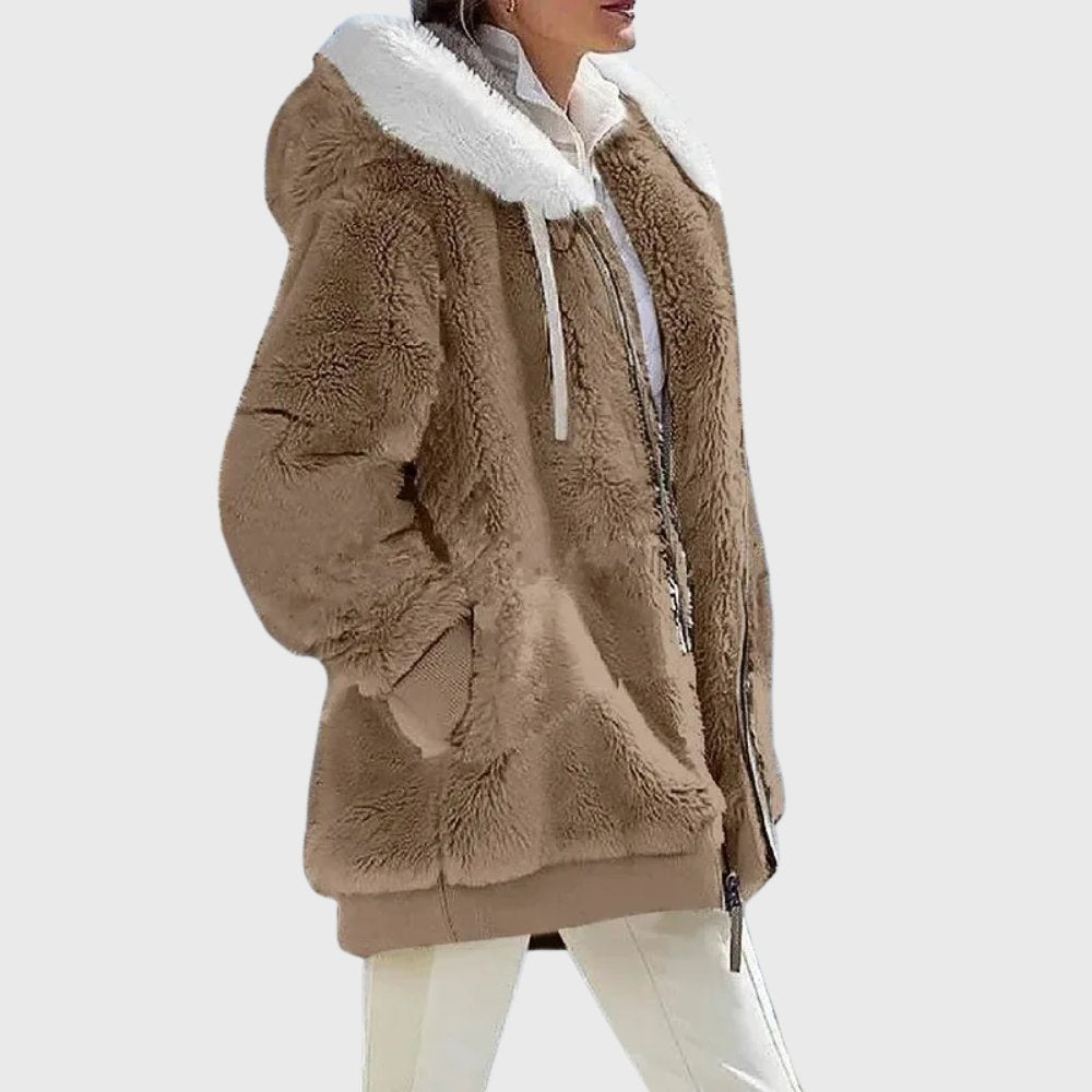 Damen Gemütliche Sherpa Jacke mit Kapuze