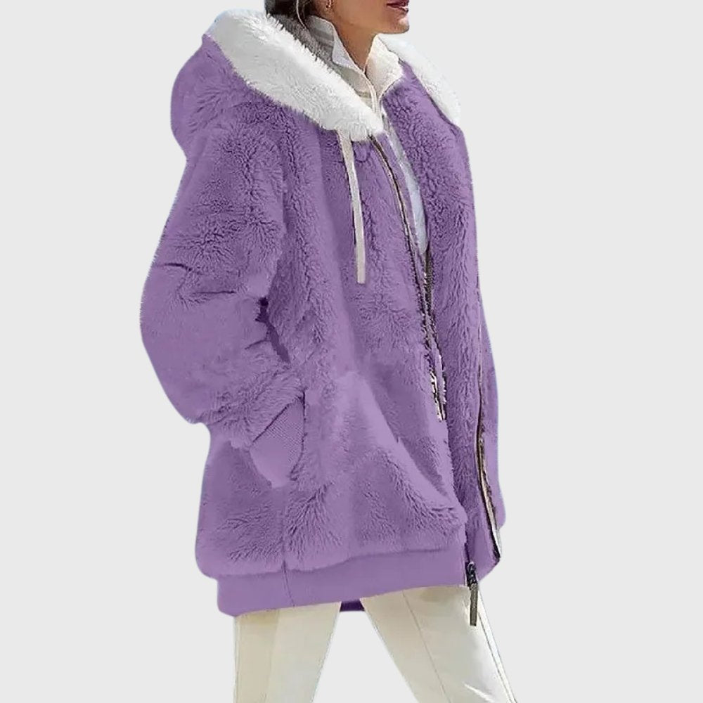 Damen Gemütliche Sherpa Jacke mit Kapuze
