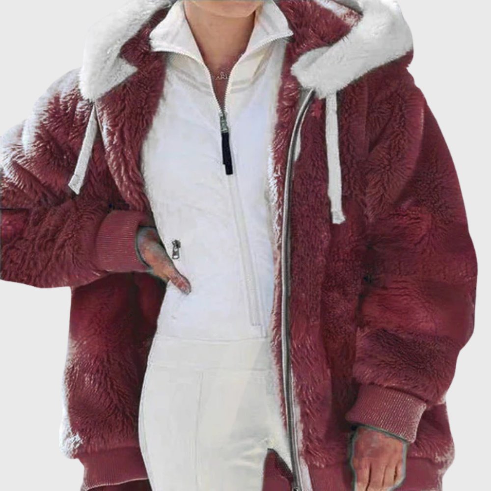 Damen Gemütliche Sherpa Jacke mit Kapuze