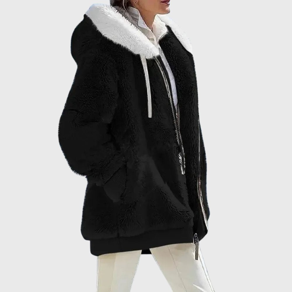 Damen Gemütliche Sherpa Jacke mit Kapuze
