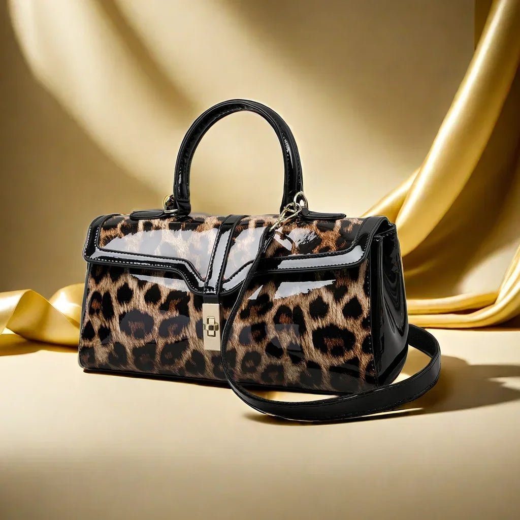 Damen Leoparden-Handtasche aus Lackleder