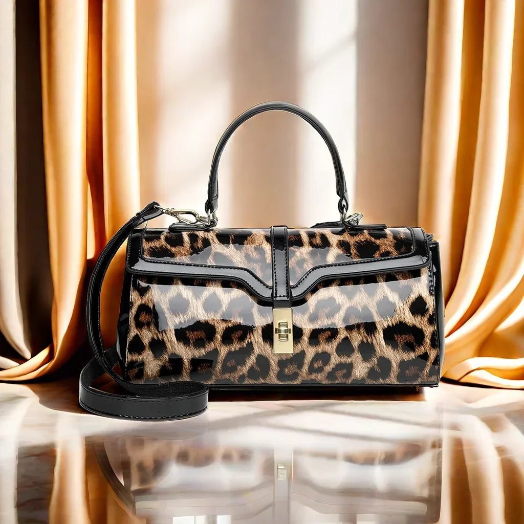 Damen Leoparden-Handtasche aus Lackleder