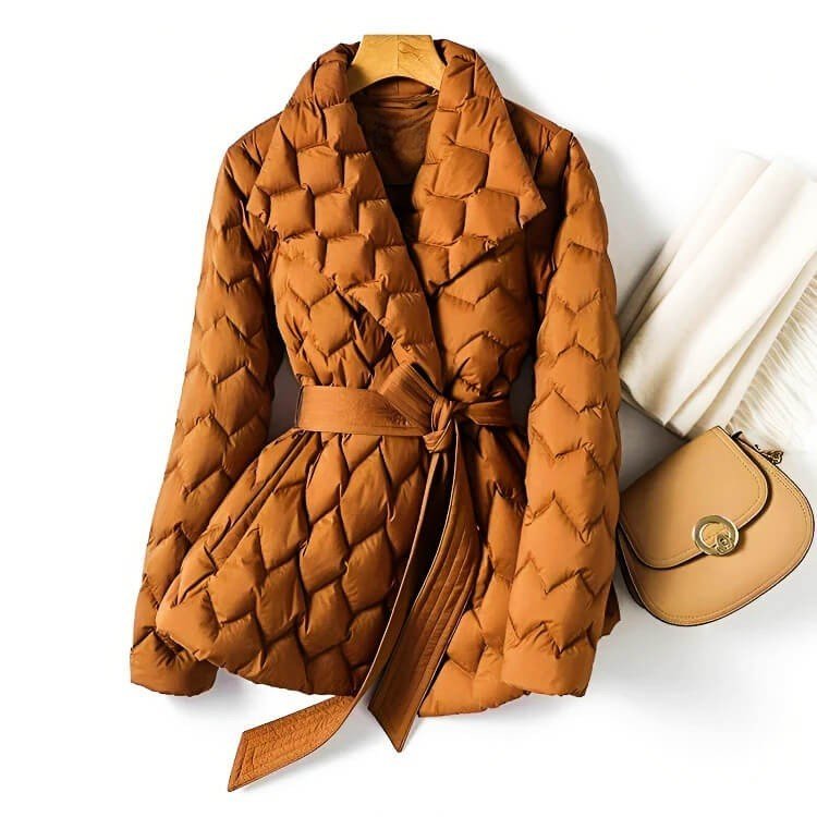Damen Daunenjacke mit Bindegürtel