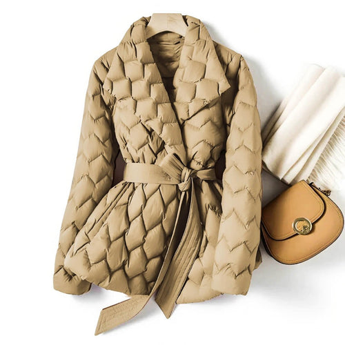 Damen Daunenjacke mit Bindegürtel