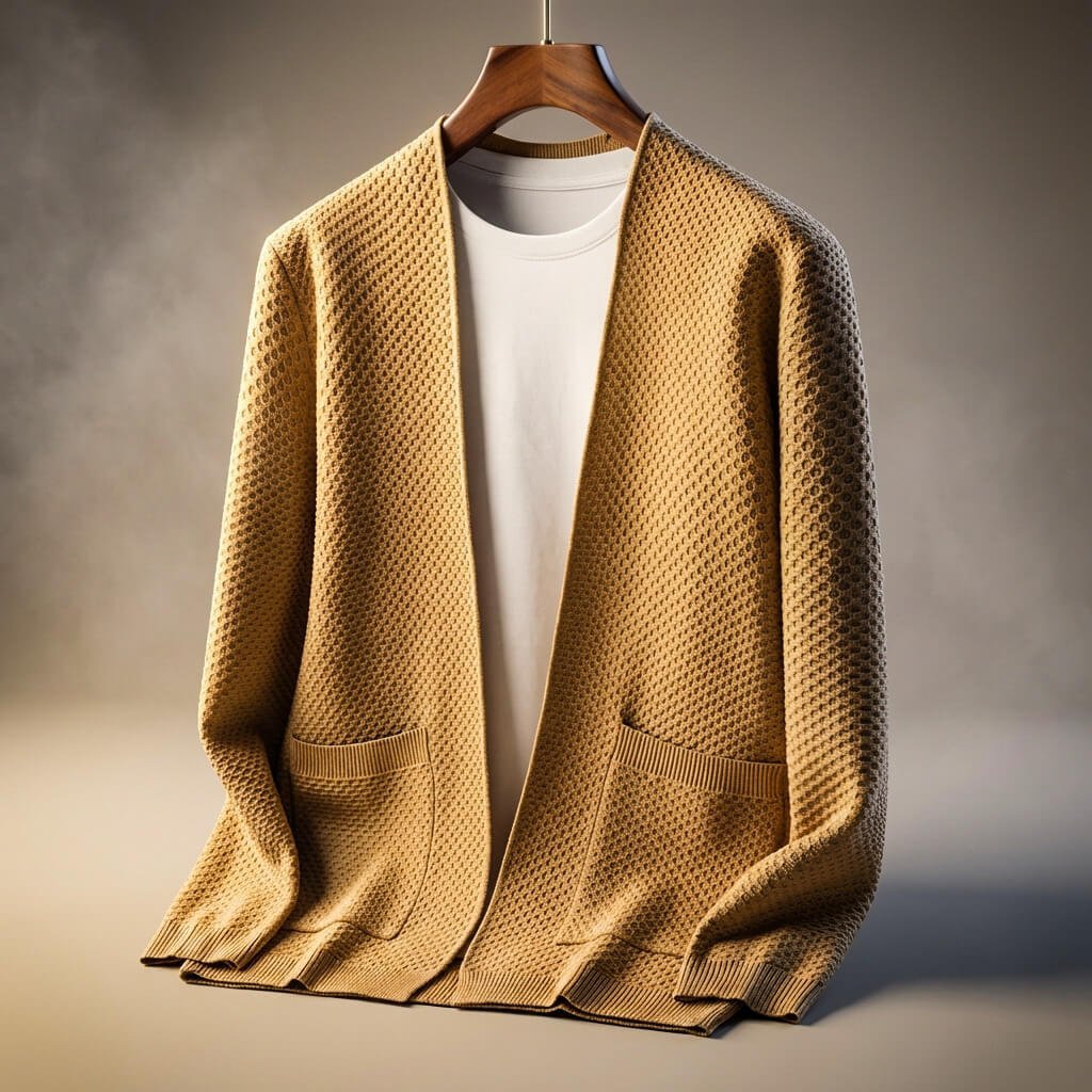 Herren Weicher Cardigan mit Wabenstrick