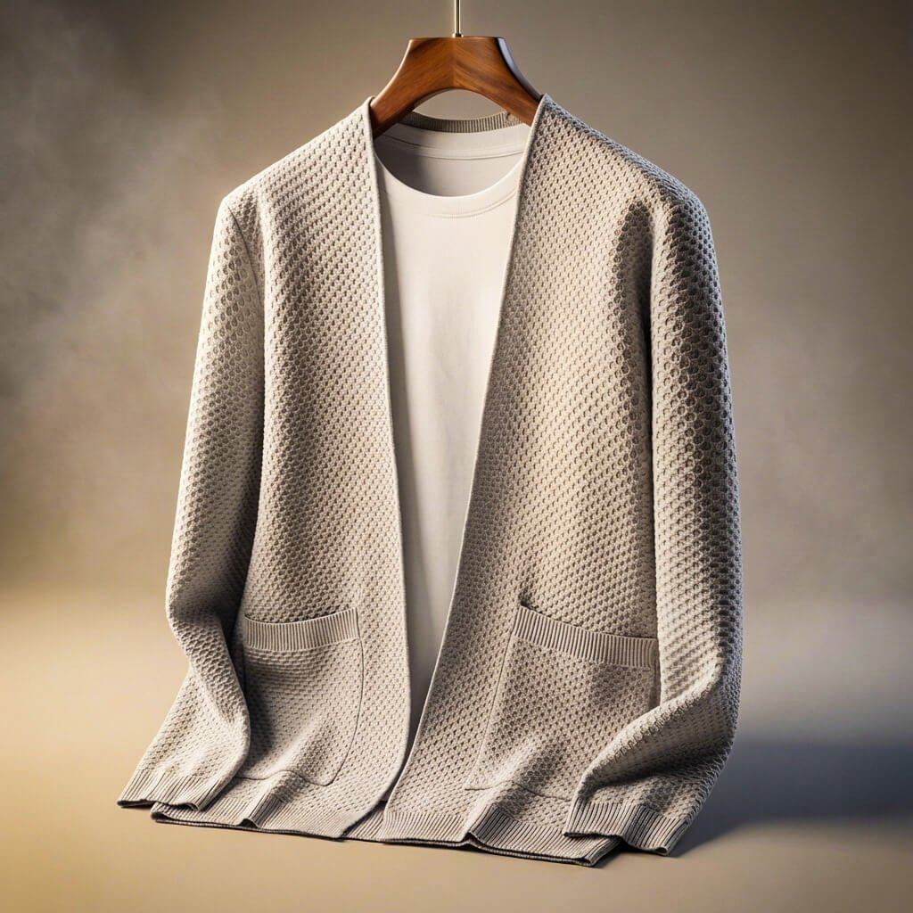 Herren Weicher Cardigan mit Wabenstrick