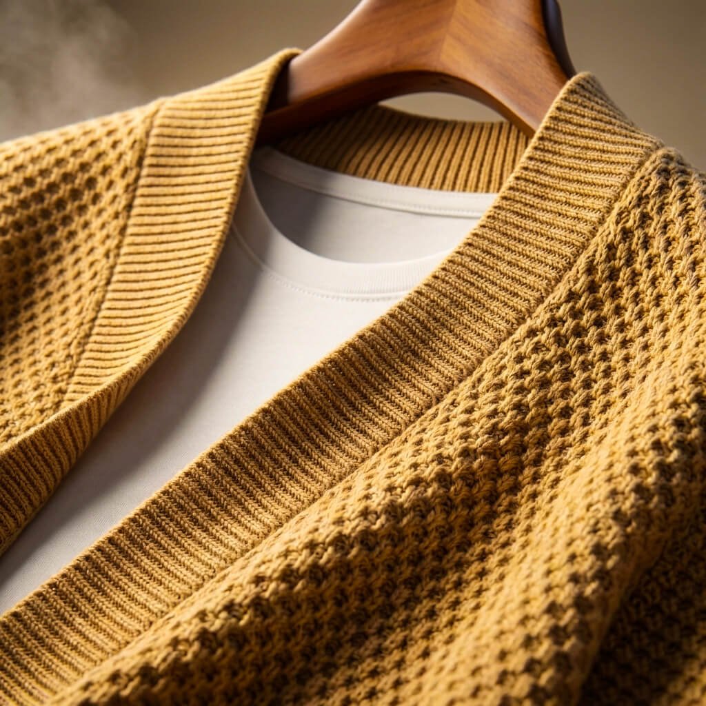 Herren Weicher Cardigan mit Wabenstrick