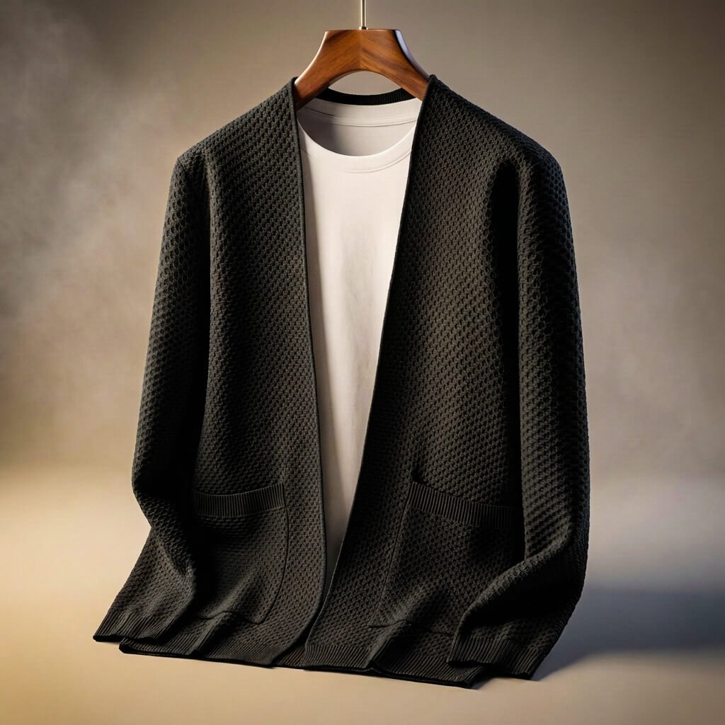 Herren Weicher Cardigan mit Wabenstrick