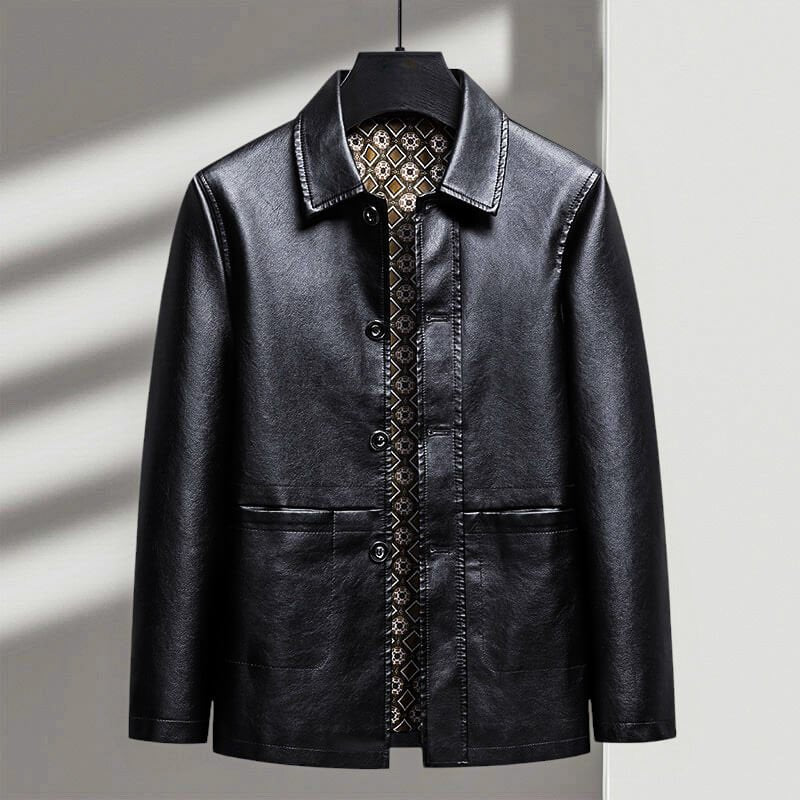 Herren Kunstleder-Hemdjacke