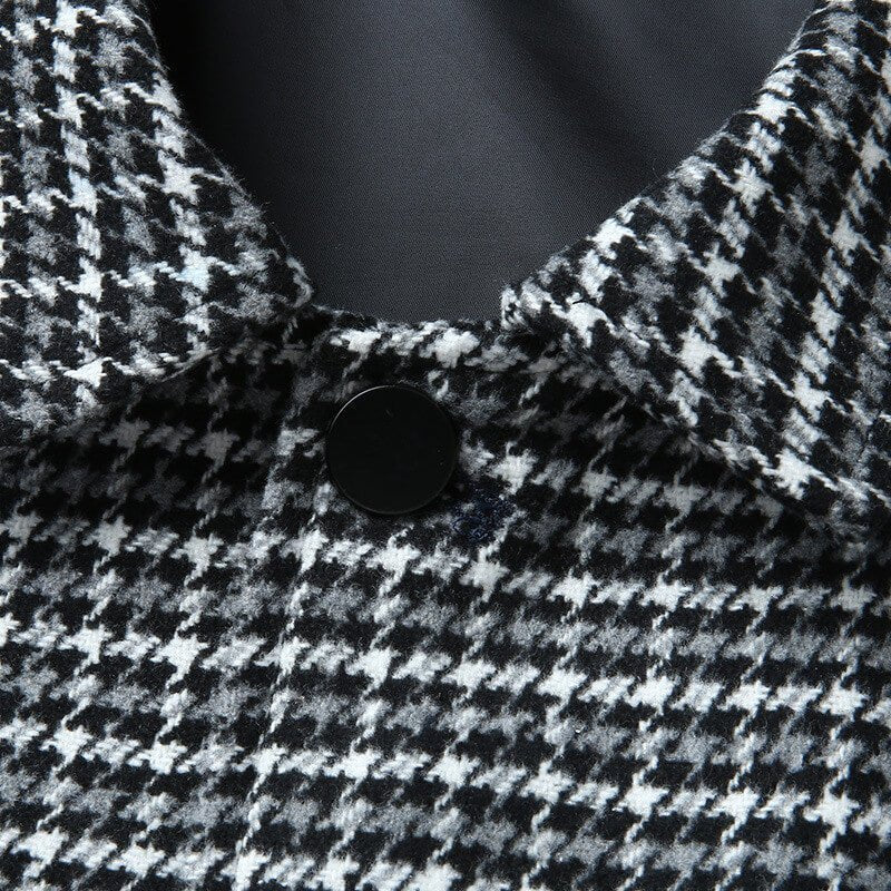 Herren Woll-Hemdjacke mit Hahnentrittmuster
