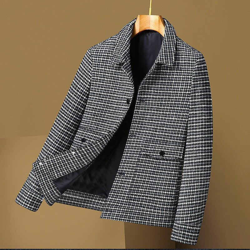 Herren Woll-Hemdjacke mit Hahnentrittmuster