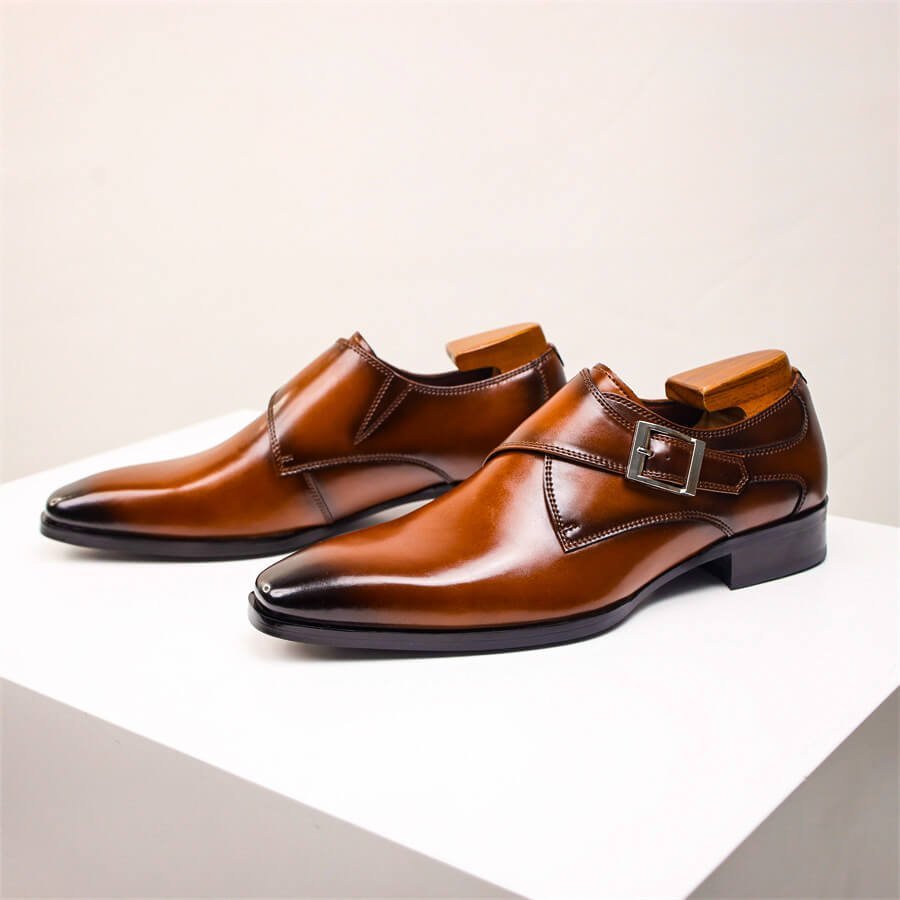 Herren Leder-Monk-Strap-Schuhe