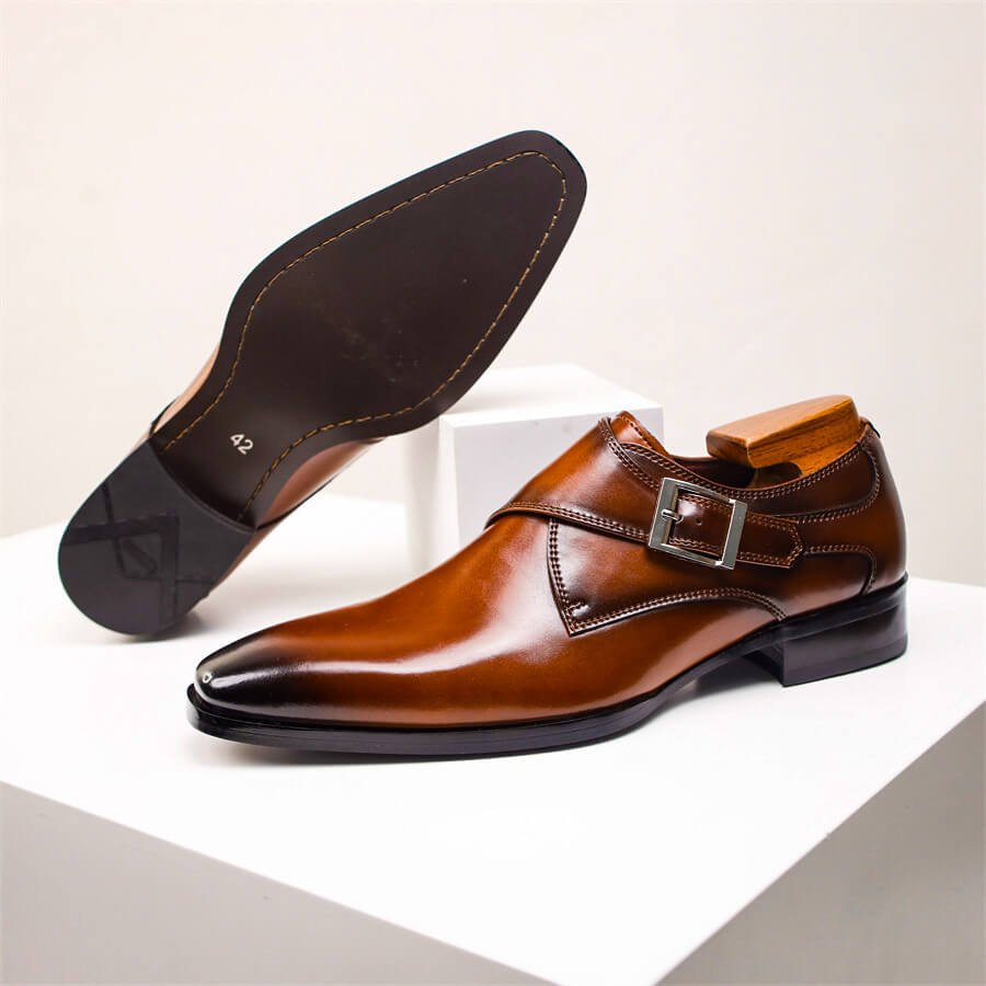 Herren Leder-Monk-Strap-Schuhe
