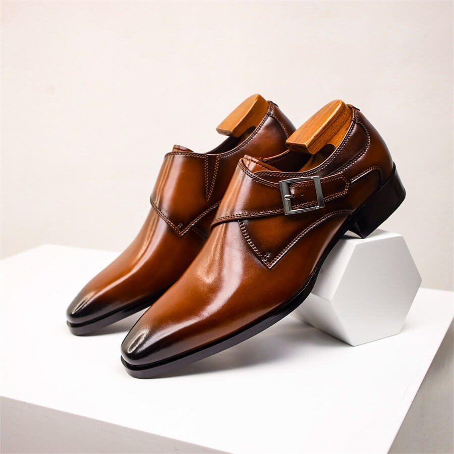 Herren Leder-Monk-Strap-Schuhe