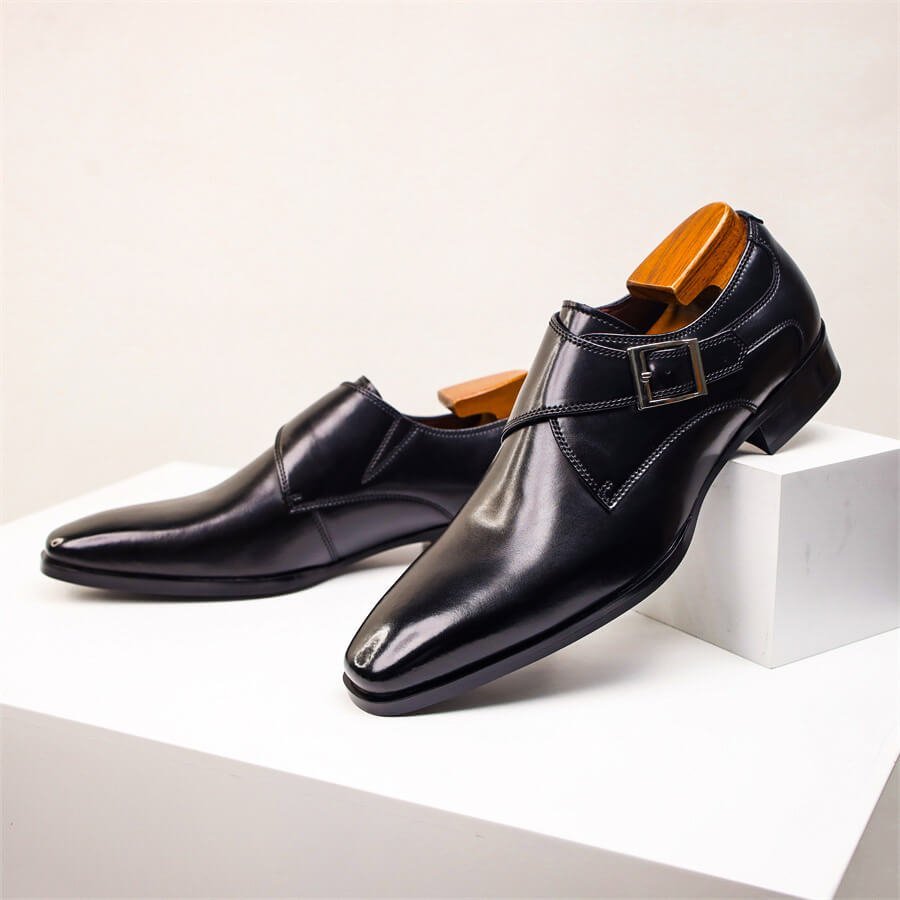 Herren Leder-Monk-Strap-Schuhe