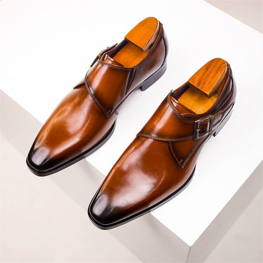 Herren Leder-Monk-Strap-Schuhe