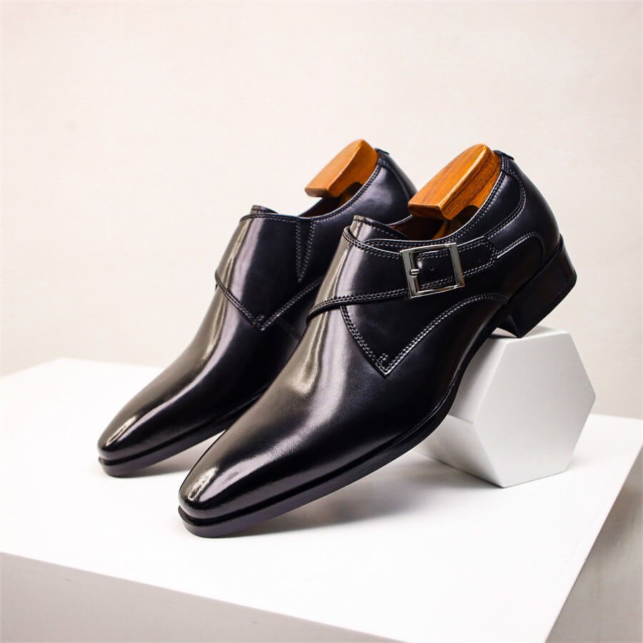 Herren Leder-Monk-Strap-Schuhe