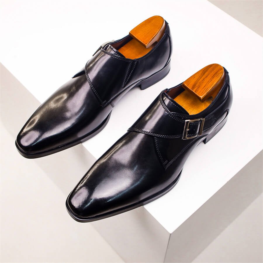 Herren Leder-Monk-Strap-Schuhe