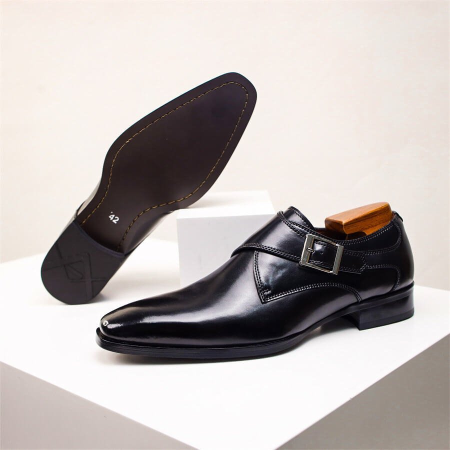 Herren Leder-Monk-Strap-Schuhe
