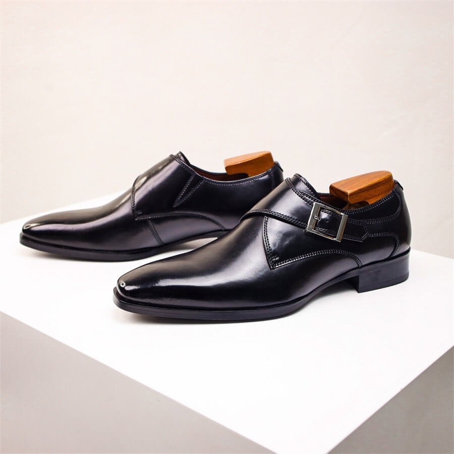Herren Leder-Monk-Strap-Schuhe