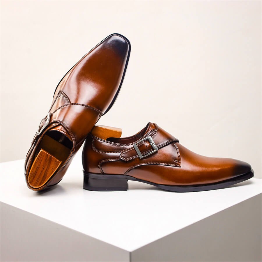 Herren Leder-Monk-Strap-Schuhe