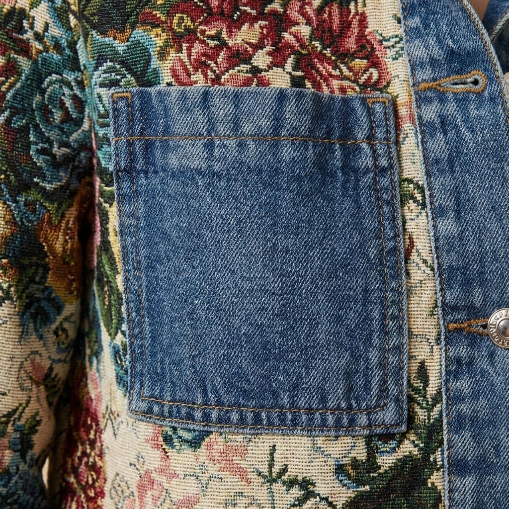 Damen Verspielte Blumenmuster-Jeansjacke