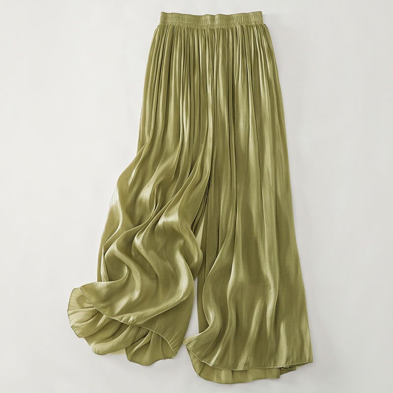 Damen Fliessende Satinhose mit weitem Bein