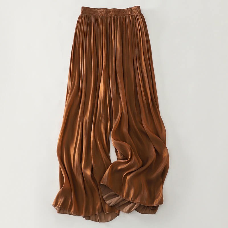 Damen Fliessende Satinhose mit weitem Bein