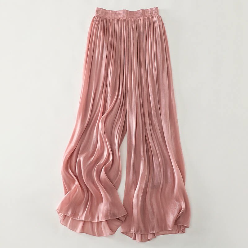 Damen Fliessende Satinhose mit weitem Bein