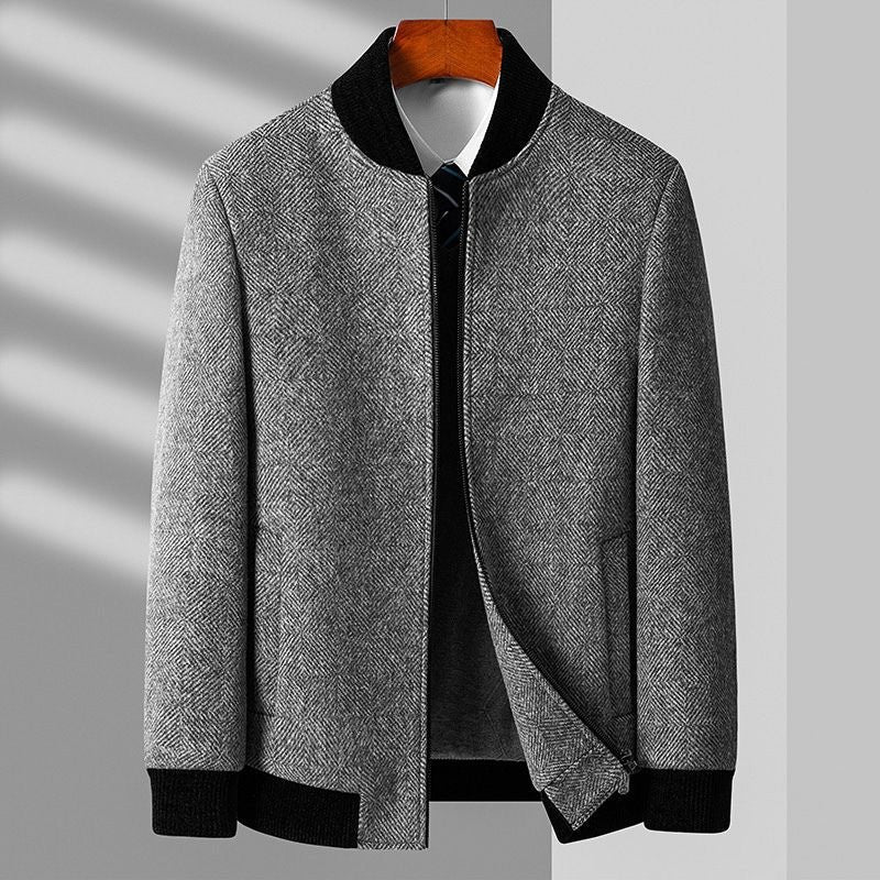 Herren Woll-Bomberjacke mit Strickbündchen