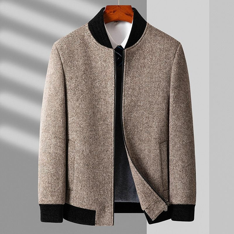 Herren Woll-Bomberjacke mit Strickbündchen