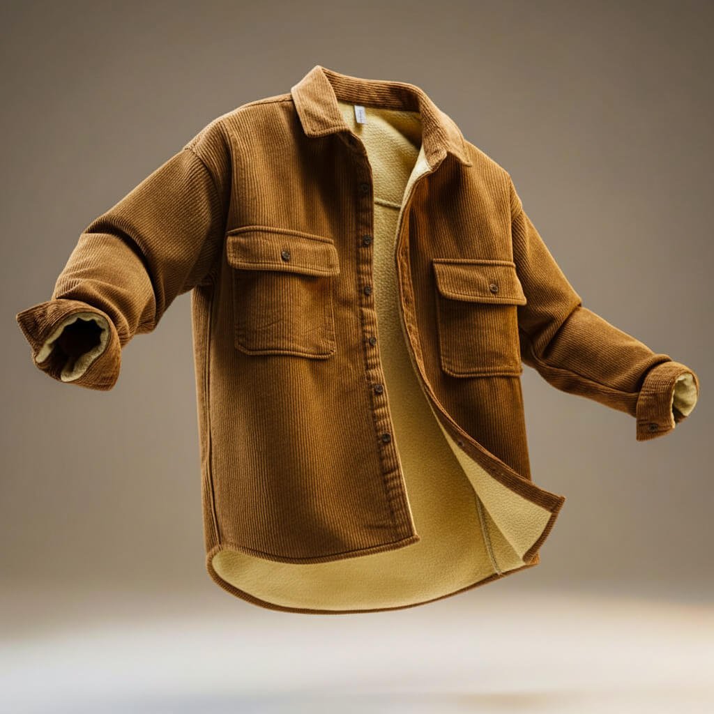 Herren Cord-Overshirt mit Sherpa-Futter
