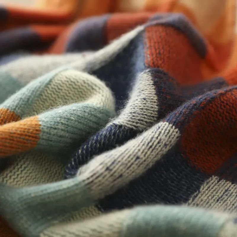Damen Gemütlicher Karierter Rollkragenpullover aus Merino