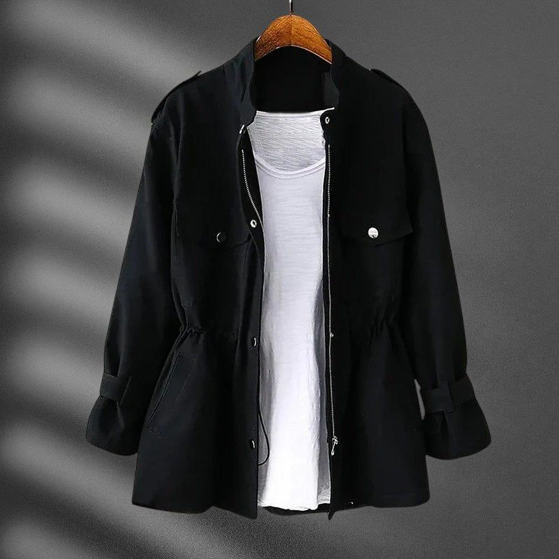 Damen Lässige Windjacke mit Taillenzug