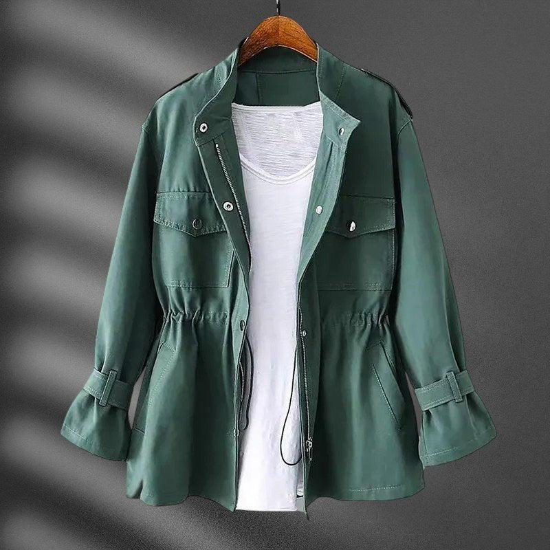 Damen Lässige Windjacke mit Taillenzug